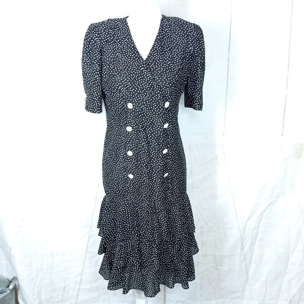 Pistachio vintage polka dot faux wrap dress